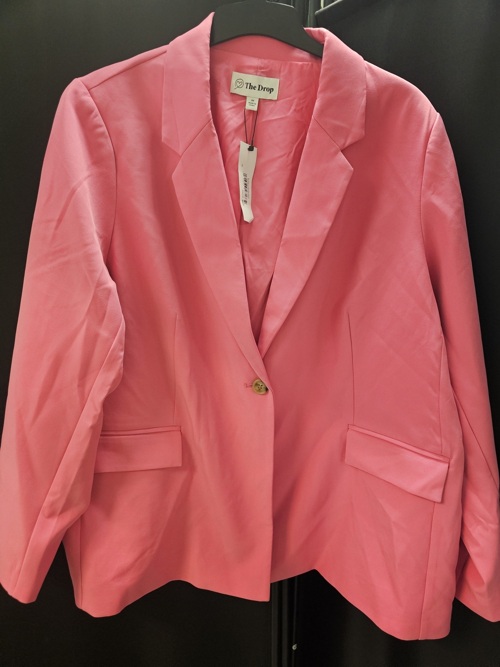 The Drop Women's Bright Pink Single-Button Blazer